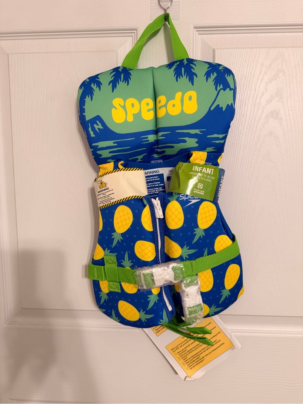 Speedo Infant Life Jacket PFD Under 30 lbs Pineapple Print NWT